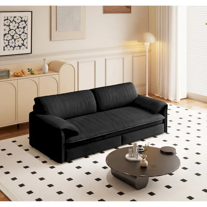 Canapé-lit convertible 3 en 1 avec rangement latéral, canapé-lit escamotable Queen de 168 cm, lit causeuse en velours