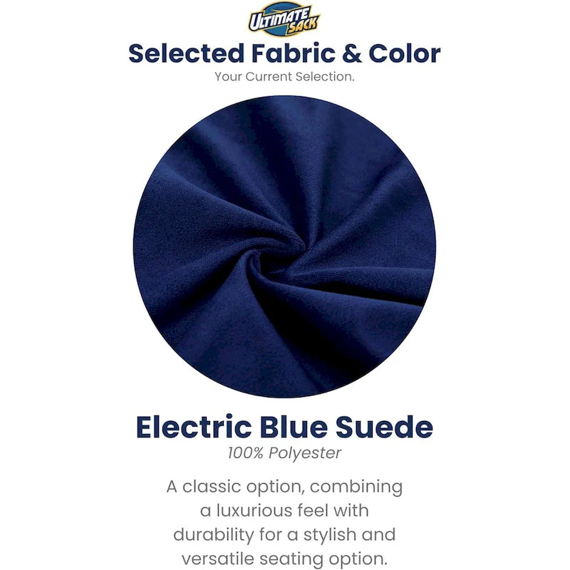 Pouf géant de 1,80 m, canapé moelleux d'intérieur, suédine bleue
