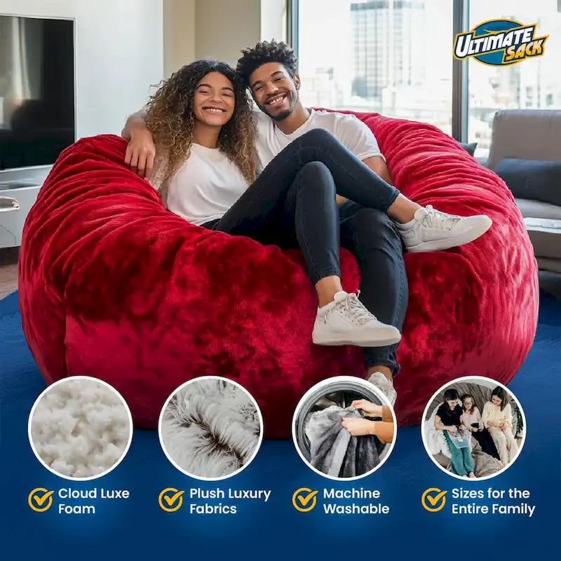 Pouf géant de 1,80 m, canapé moelleux d'intérieur, suédine bleue