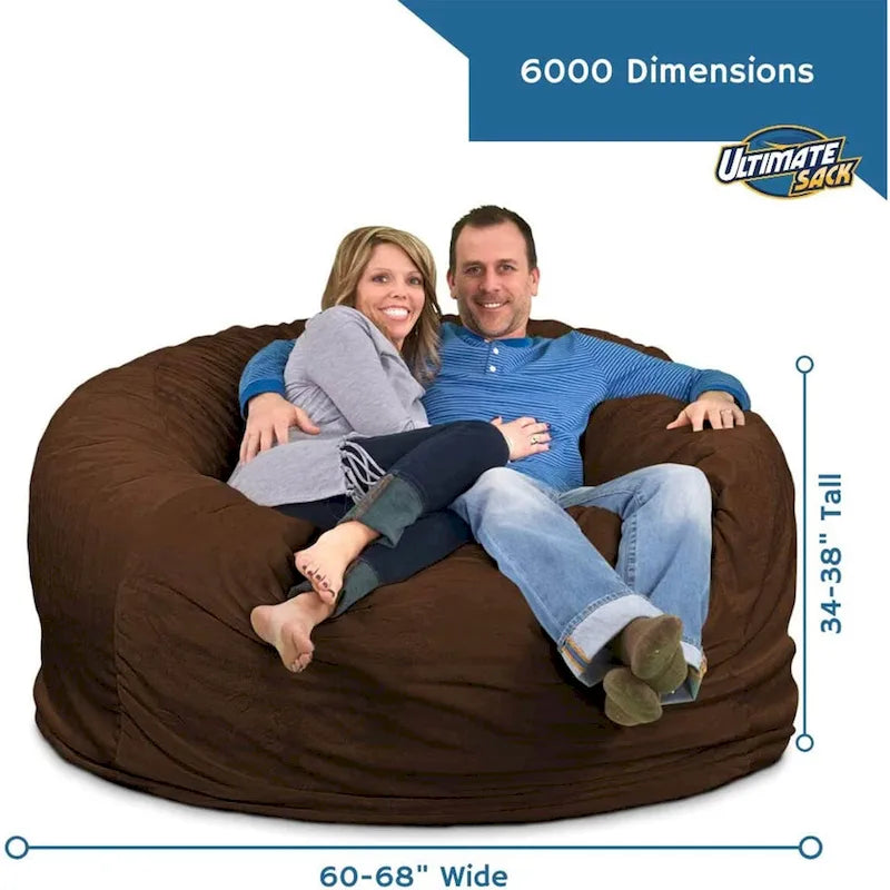 Pouf géant de 1,80 m, canapé moelleux d'intérieur, suédine bleue