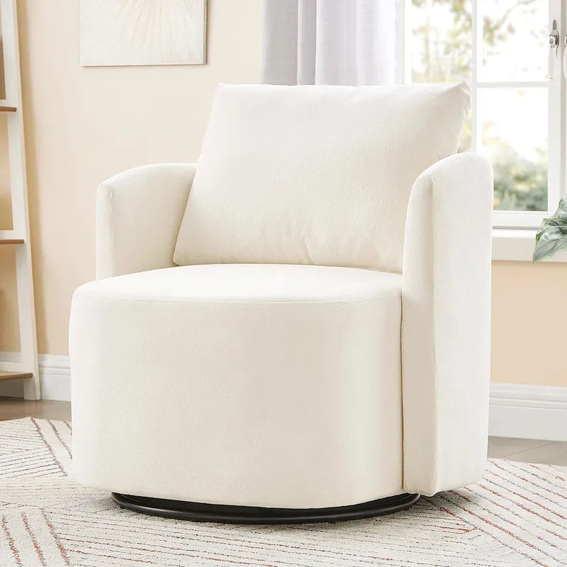 Fauteuil pivotant à 360°, fauteuil baril d'appoint 29,9 po, fauteuil canapé pivotant rembourré au design incurvé