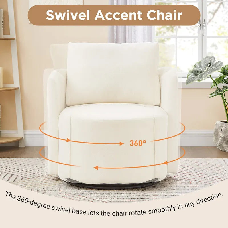 Fauteuil pivotant à 360°, fauteuil baril d'appoint 29,9 po, fauteuil canapé pivotant rembourré au design incurvé
