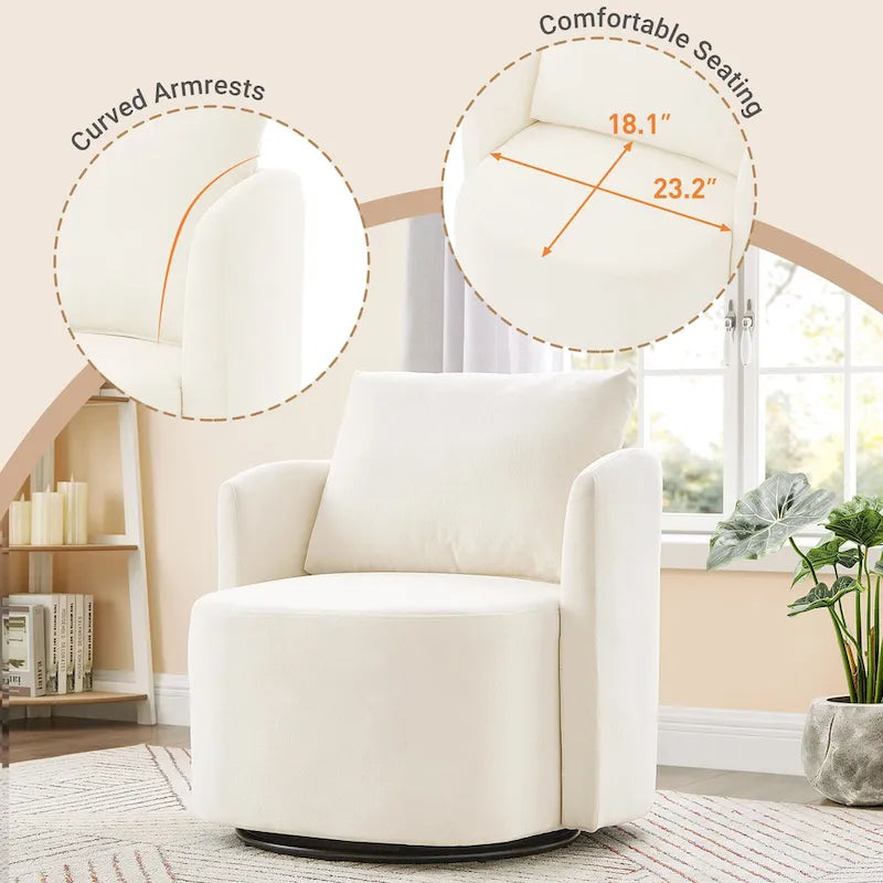 Fauteuil pivotant à 360°, fauteuil baril d'appoint 29,9 po, fauteuil canapé pivotant rembourré au design incurvé