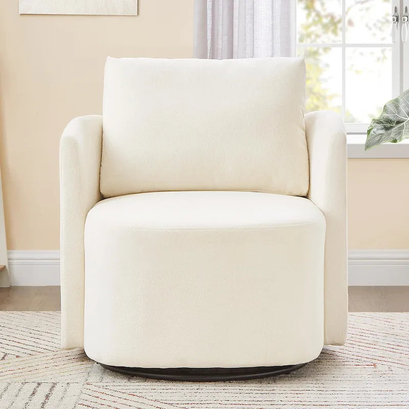 Fauteuil pivotant à 360°, fauteuil baril d'appoint 29,9 po, fauteuil canapé pivotant rembourré au design incurvé