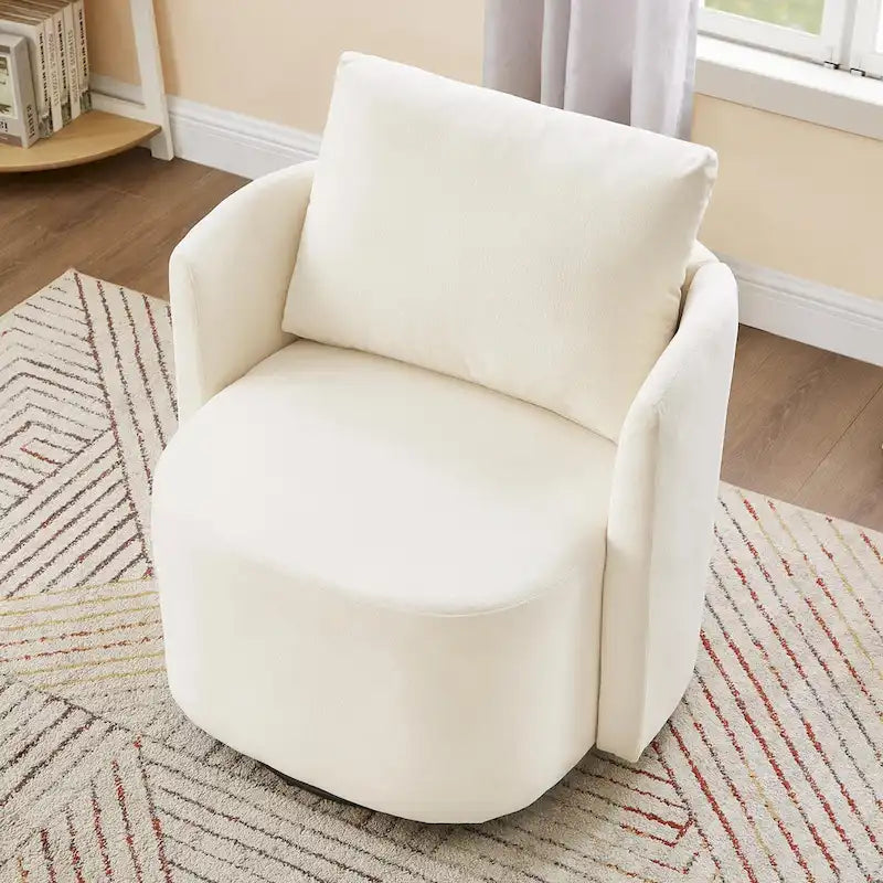 Fauteuil pivotant à 360°, fauteuil baril d'appoint 29,9 po, fauteuil canapé pivotant rembourré au design incurvé