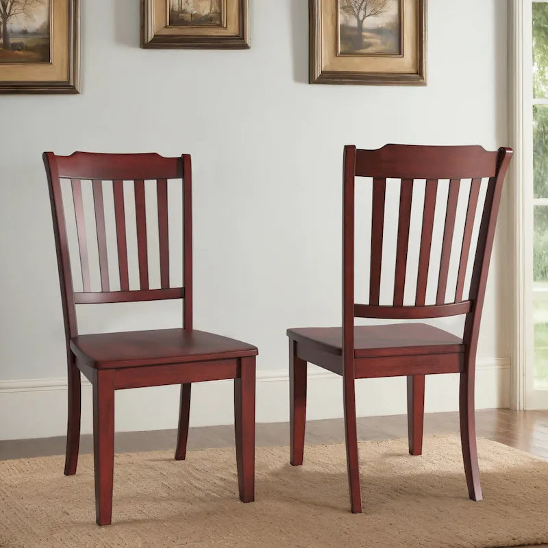 Chaises de salle à manger en bois à lattes (Lot de 2)