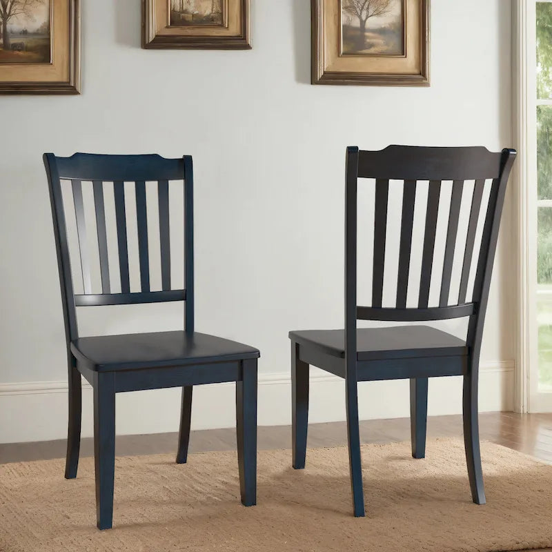 Chaises de salle à manger en bois à lattes (Lot de 2)