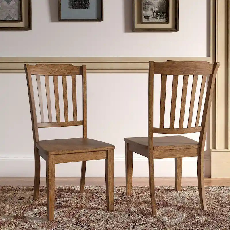 Chaises de salle à manger en bois à lattes (Lot de 2)