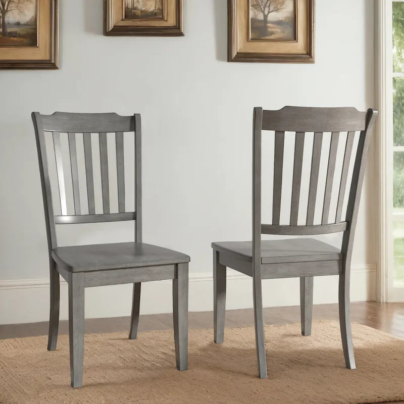 Chaises de salle à manger en bois à lattes (Lot de 2)