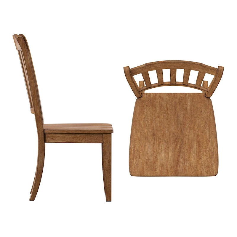 Chaises de salle à manger en bois à lattes (Lot de 2)