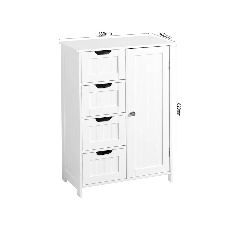 Meuble de rangement de salle de bain avec étagère réglable et tiroirs