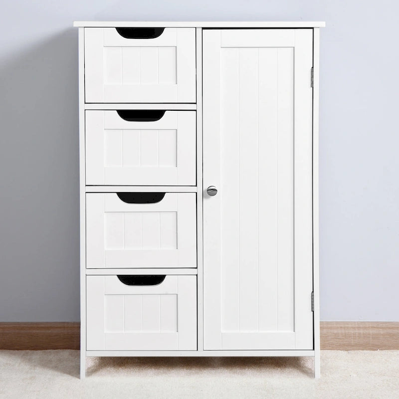Meuble de rangement de salle de bain avec étagère réglable et tiroirs