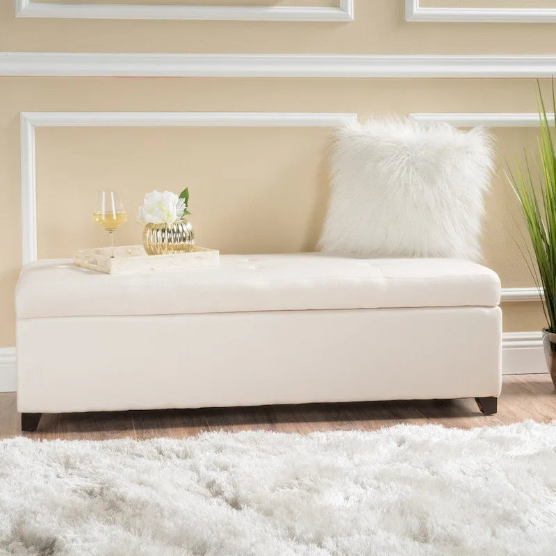 Banc de rangement en tissu
