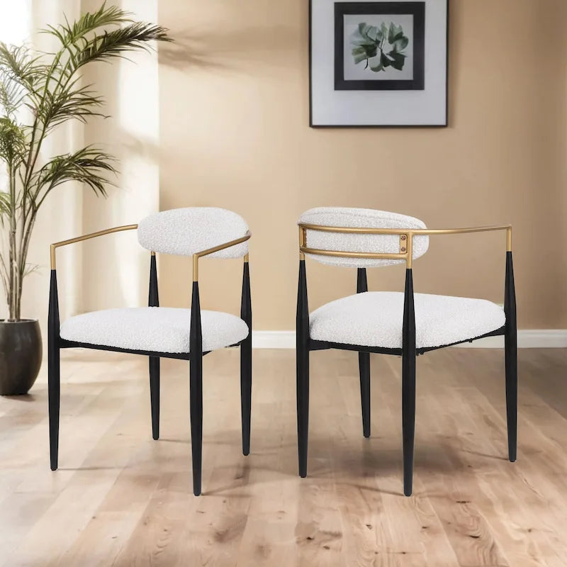 Chaises de salle à manger industrielles modernes rembourrées (lot de 2) avec structure en fer