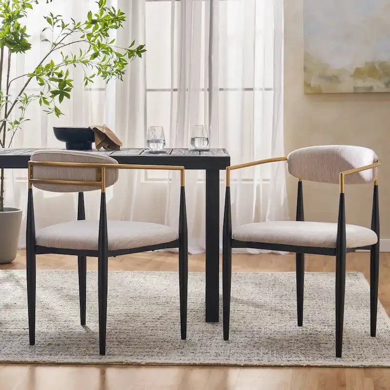 Chaises de salle à manger industrielles modernes rembourrées (lot de 2) avec structure en fer
