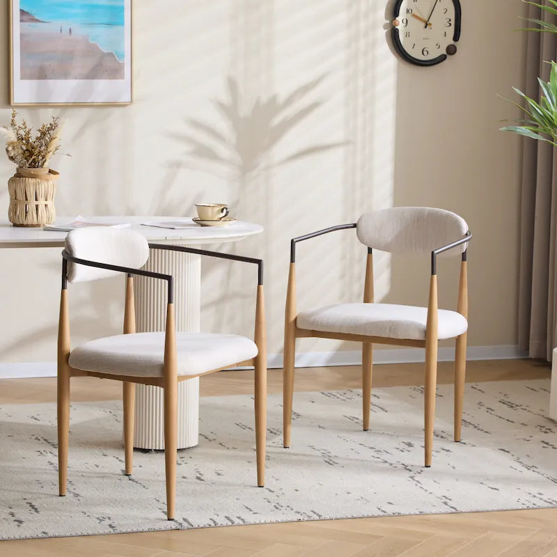 Chaises de salle à manger industrielles modernes rembourrées (lot de 2) avec structure en fer