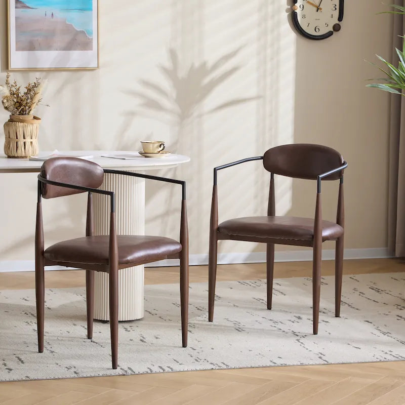 Chaises de salle à manger industrielles modernes rembourrées (lot de 2) avec structure en fer