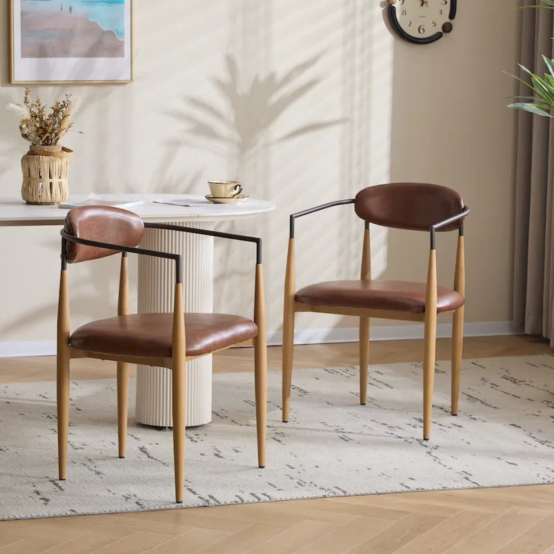 Chaises de salle à manger industrielles modernes rembourrées (lot de 2) avec structure en fer
