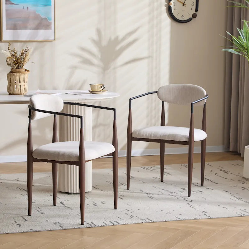 Chaises de salle à manger industrielles modernes rembourrées (lot de 2) avec structure en fer