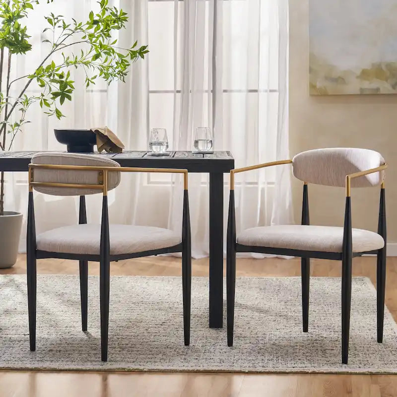 Chaises de salle à manger industrielles modernes rembourrées (lot de 2) avec structure en fer