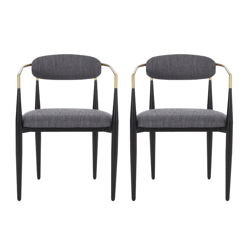 Chaises de salle à manger industrielles modernes rembourrées (lot de 2) avec structure en fer