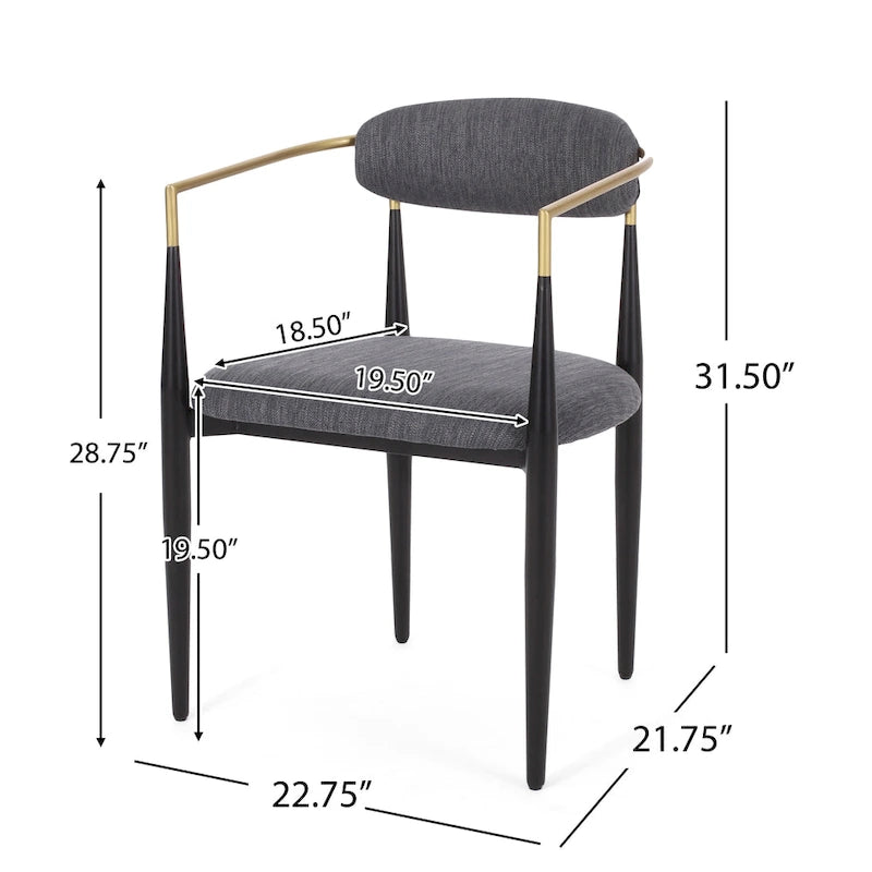 Chaises de salle à manger industrielles modernes rembourrées (lot de 2) avec structure en fer