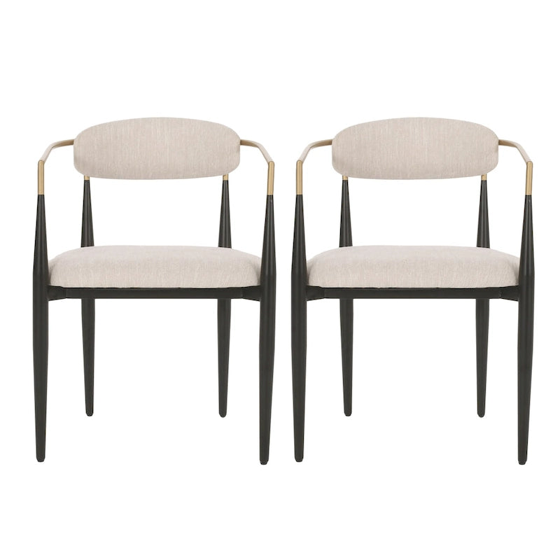 Chaises de salle à manger industrielles modernes rembourrées (lot de 2) avec structure en fer