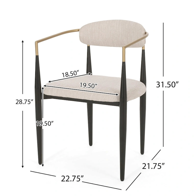 Chaises de salle à manger industrielles modernes rembourrées (lot de 2) avec structure en fer