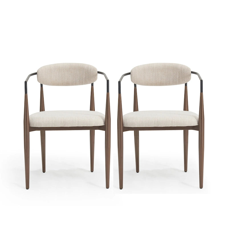 Chaises de salle à manger industrielles modernes rembourrées (lot de 2) avec structure en fer