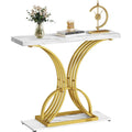 Console moderne dorée avec plateau en marbre pour entrée ou couloir