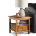 Table d'appoint rectangulaire de 20 pouces de large en bois massif de style transitoire - 20 pouces de large