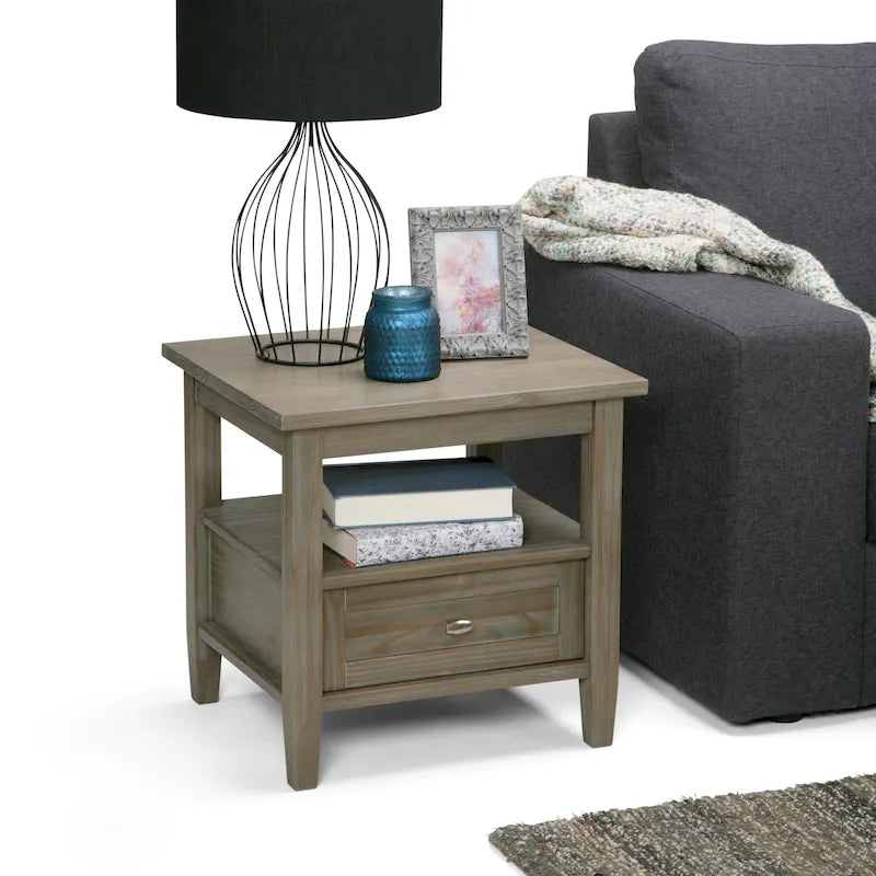 Table d'appoint rectangulaire de 20 pouces de large en bois massif de style transitoire - 20 pouces de large