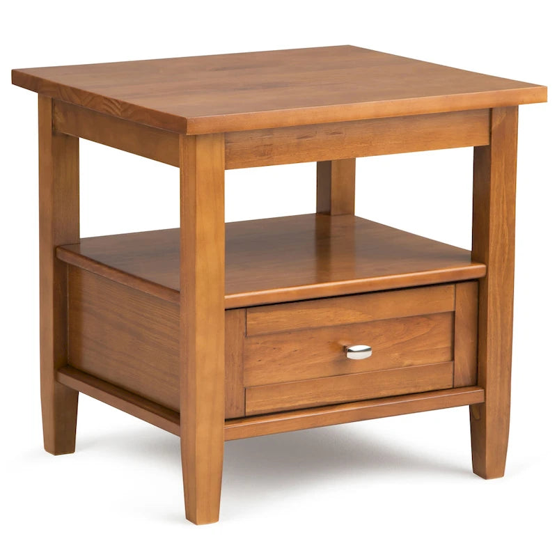 Table d'appoint rectangulaire de 20 pouces de large en bois massif de style transitoire - 20 pouces de large