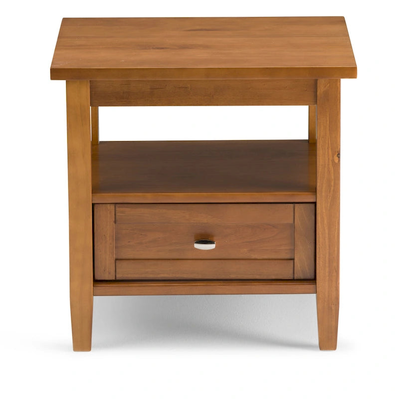 Table d'appoint rectangulaire de 20 pouces de large en bois massif de style transitoire - 20 pouces de large