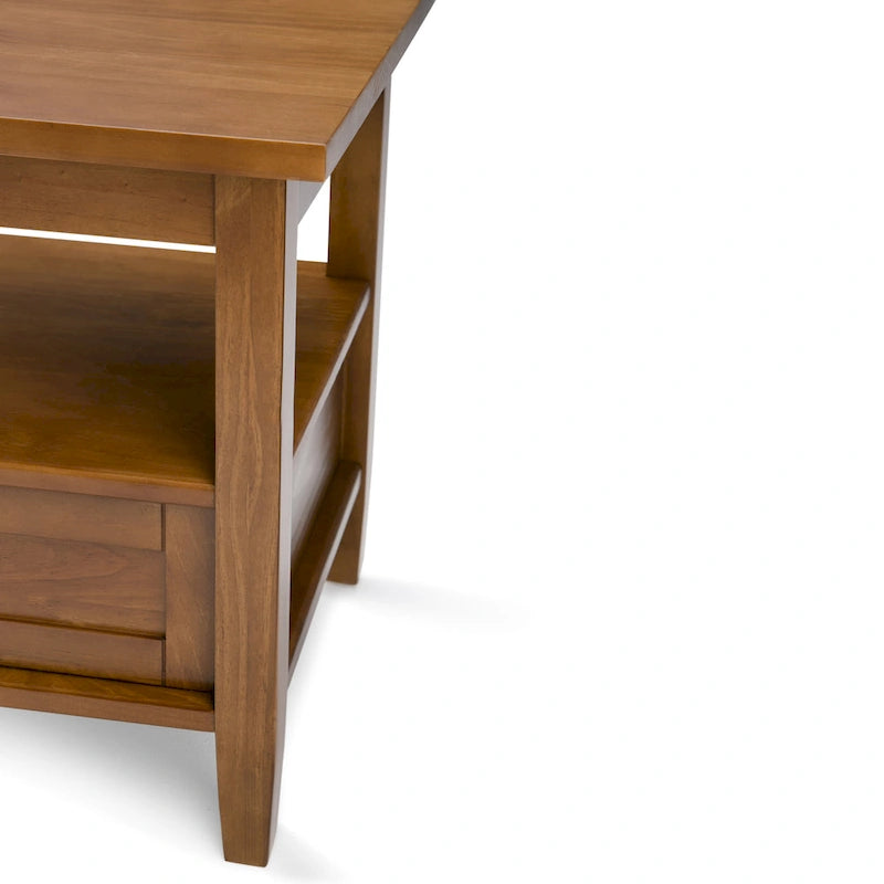 Table d'appoint rectangulaire de 20 pouces de large en bois massif de style transitoire - 20 pouces de large