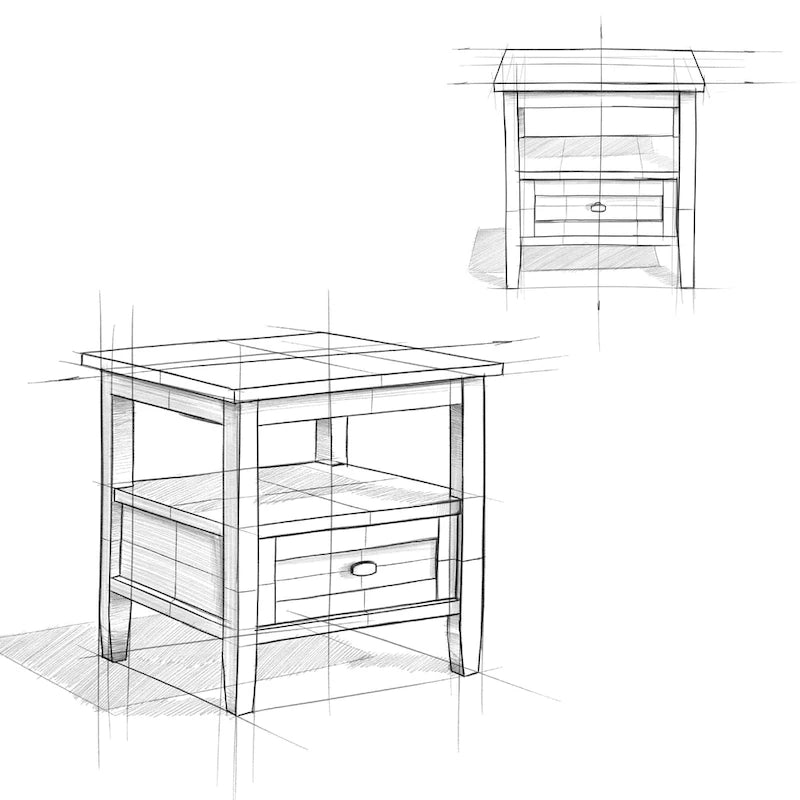 Table d'appoint rectangulaire de 20 pouces de large en bois massif de style transitoire - 20 pouces de large