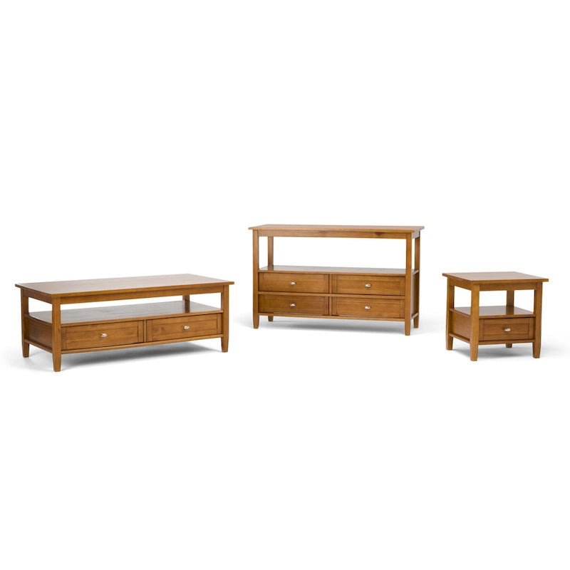 Table d'appoint rectangulaire de 20 pouces de large en bois massif de style transitoire - 20 pouces de large