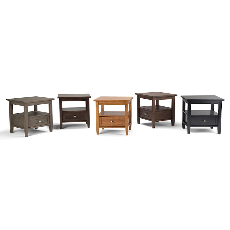 Table d'appoint rectangulaire de 20 pouces de large en bois massif de style transitoire - 20 pouces de large
