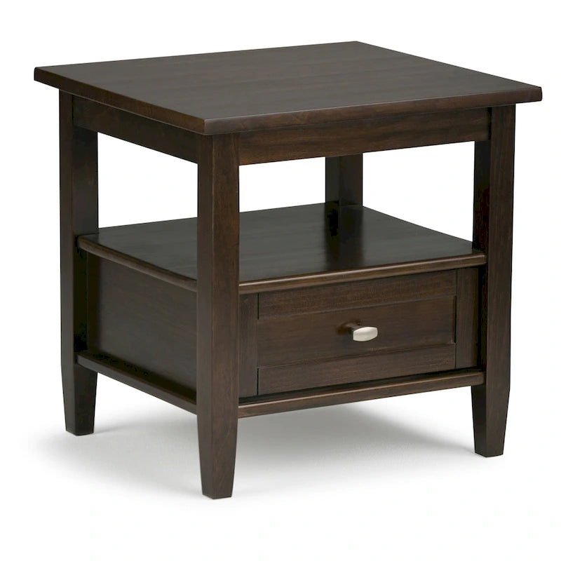 Table d'appoint rectangulaire de 20 pouces de large en bois massif de style transitoire - 20 pouces de large