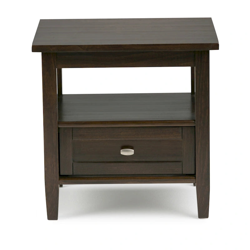 Table d'appoint rectangulaire de 20 pouces de large en bois massif de style transitoire - 20 pouces de large
