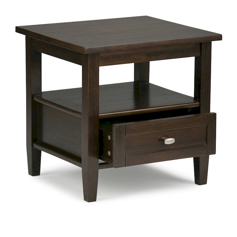 Table d'appoint rectangulaire de 20 pouces de large en bois massif de style transitoire - 20 pouces de large