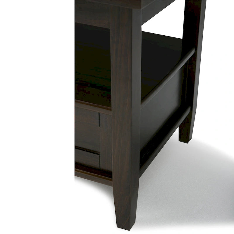 Table d'appoint rectangulaire de 20 pouces de large en bois massif de style transitoire - 20 pouces de large