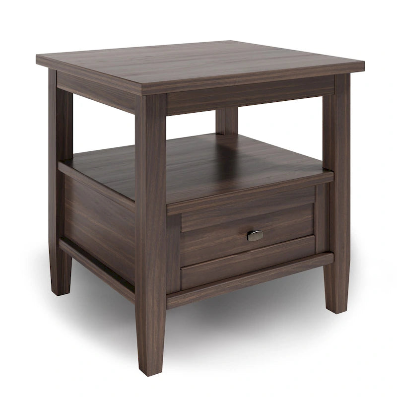 Table d'appoint rectangulaire de 20 pouces de large en bois massif de style transitoire - 20 pouces de large