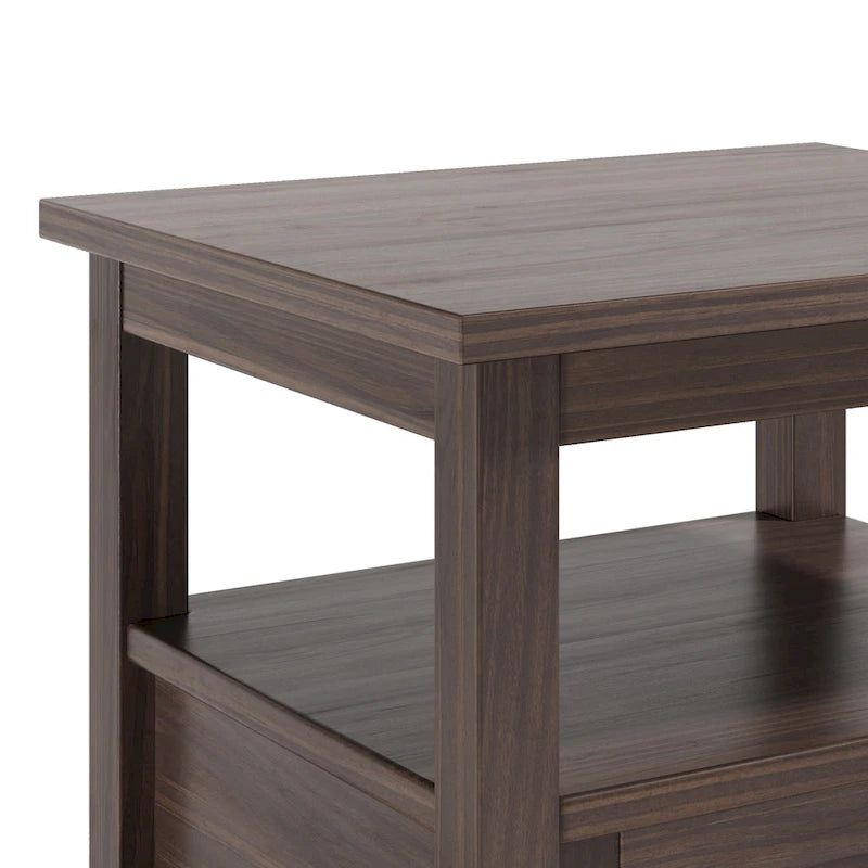 Table d'appoint rectangulaire de 20 pouces de large en bois massif de style transitoire - 20 pouces de large