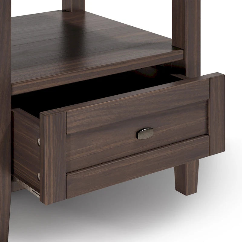 Table d'appoint rectangulaire de 20 pouces de large en bois massif de style transitoire - 20 pouces de large