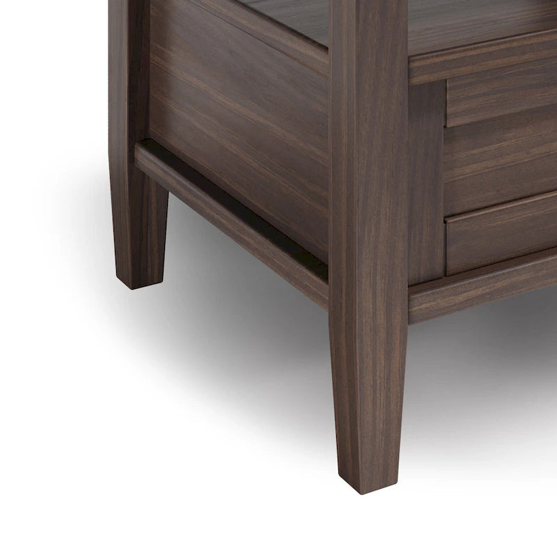 Table d'appoint rectangulaire de 20 pouces de large en bois massif de style transitoire - 20 pouces de large