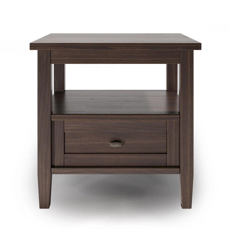 Table d'appoint rectangulaire de 20 pouces de large en bois massif de style transitoire - 20 pouces de large