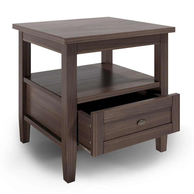 Table d'appoint rectangulaire de 20 pouces de large en bois massif de style transitoire - 20 pouces de large