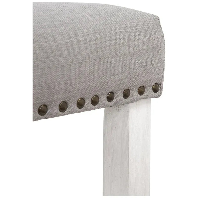 Tabouret de comptoir de 24 pouces en polyester rembourré blanc antique