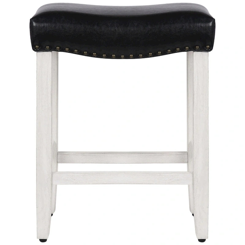 Tabouret de comptoir de 24 pouces en polyester rembourré blanc antique